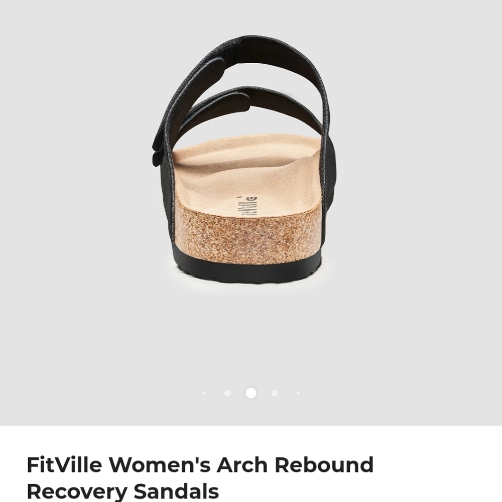 NWT Women's Arch Rebound Recovery Sandals (Pitch Black) - FitVille - Picture 9 of 12